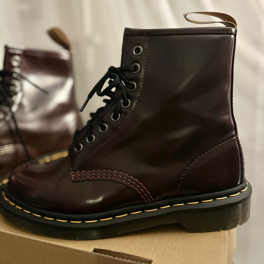Dr. Martens Dark Red Combat Boots - Picture 7 of 8